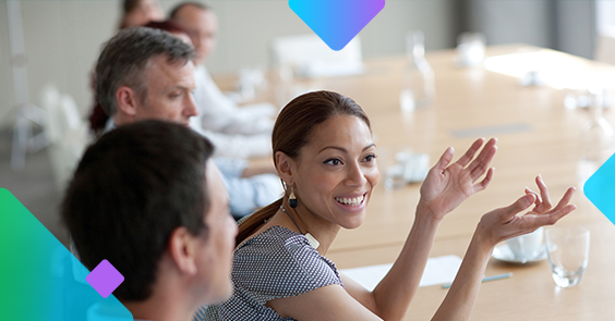 woman talking at a conference table