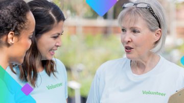 Three women volunteers talking