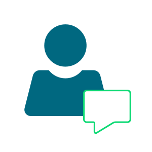 person with speech bubble icon